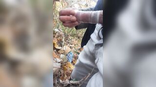 I found unusual used condoms in woods and jack with them3.