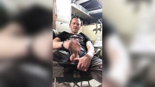 Beermunkie tatted white guy close up ROCK-HARD SPUNK-PUMP offhand masturbate off sesh goth cum bi-curious