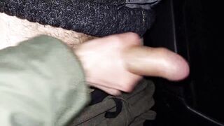 Teenager guy urinating while public exhibitioning when abruptly faced a wanker, so had to give him a mitt