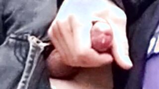 Nice Chinese youngster milks off, groans and unloads immense jizz shots outdoors