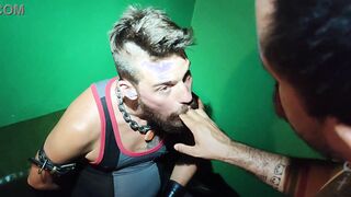 Deep throating jizz-shotgun and getting spanked