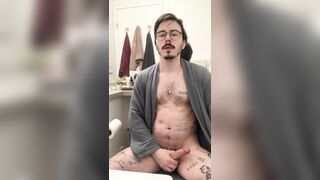 Bulbous in my bathrobe and wanking off