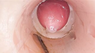 The Camera in the Deep Beaver Records a XXL Orgasm of Pearl juice Into the Protection