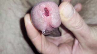 Shimmering precum and cords of jizz