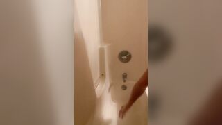 Heterosexual White Fellow Uses Faux-cock in Bathroom