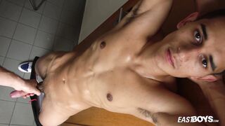 Rubbing steaming bulky bod and gigantic shaft of lad boy Breno Gomes