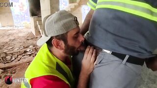 Construction employee only works after receiving milk from perspiring employees