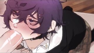 Femboy inhaling a manhood