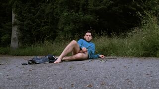 Caught urinating and tugging outdoors - bummer public exhibitionist