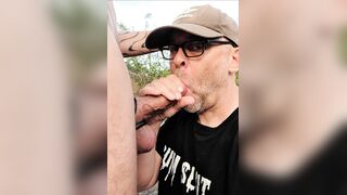 Swedish gay amateur sucks huge cock outdoors