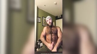 Wooly Lumberjack Wanks, Demonstrating Off His Man rod