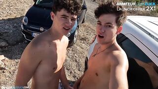 UTTER AGF :: Young duo pummels during a jog caught on camera outdoors!