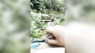 Chub is bored and super-naughty and masturbates and shoots his stream on a boulder