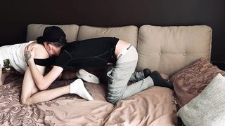 2 studs have joy at sofa