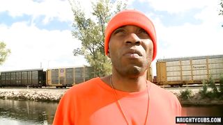 Watch this hot and horny Interracial gay get her ass drilled by a big black cock