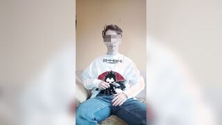 stud guzzles jizz from a used protection