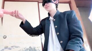 American high college college girl gives a oral job while being puzzled by his buddy's totally swell trunk for