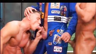 Unexperienced hunk Teddy Deepthroats and Sucks on two juicy sausages like a pro!