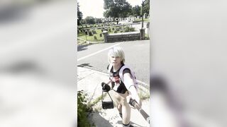 Femboy exhibitionist in public