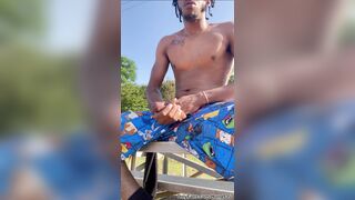 Having the time of my life groaning and nutting at a public park by businesses