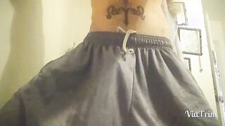 Spun Cub Pees on Himself, Pulverizes His Unshaved Fuck-hole with Glass Backside Buttplug