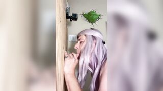 Sissy gargles & pummels without a condom gloryhole fuckpole