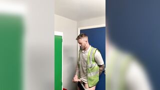 Engineer stroking at work