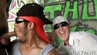 Watch this white dude take on a pack of black guys in a wild and steamy interracial encounter