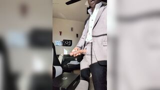 Wordy Dad In Suit Masturbates His Immense Manhood