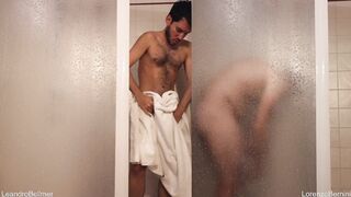 Homies showering after batty boy fuckfest