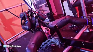 Strung up Sub Machine Ravaged and Estim to Palms Free-for-all Climax