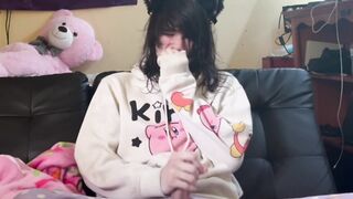 *fragile groaning ejaculation* femboy tongues precum and plays cuz parent’s at work